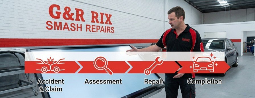 Car insurance claim timeline explained by G&R Rix Smash Repair from accident assessment to repair completion