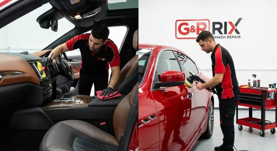 Professional interior and exterior car detailing by G&R Rix Smash Repair to enhance paint protection, shine and finish in Liverpool