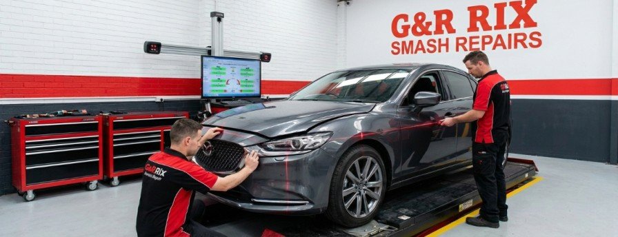 Panel alignment repair performed by G&R Rix Smash Repair to restore vehicle safety, structure and precise fit after a collision